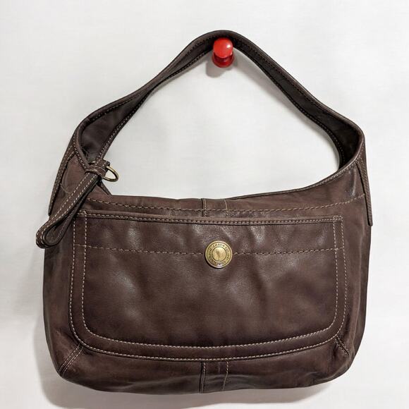 COACH Zip Top ERGO Hobo Shoulder Bag Dark Brown Patent Leather Authentic Dustbag - Picture 3 of 7